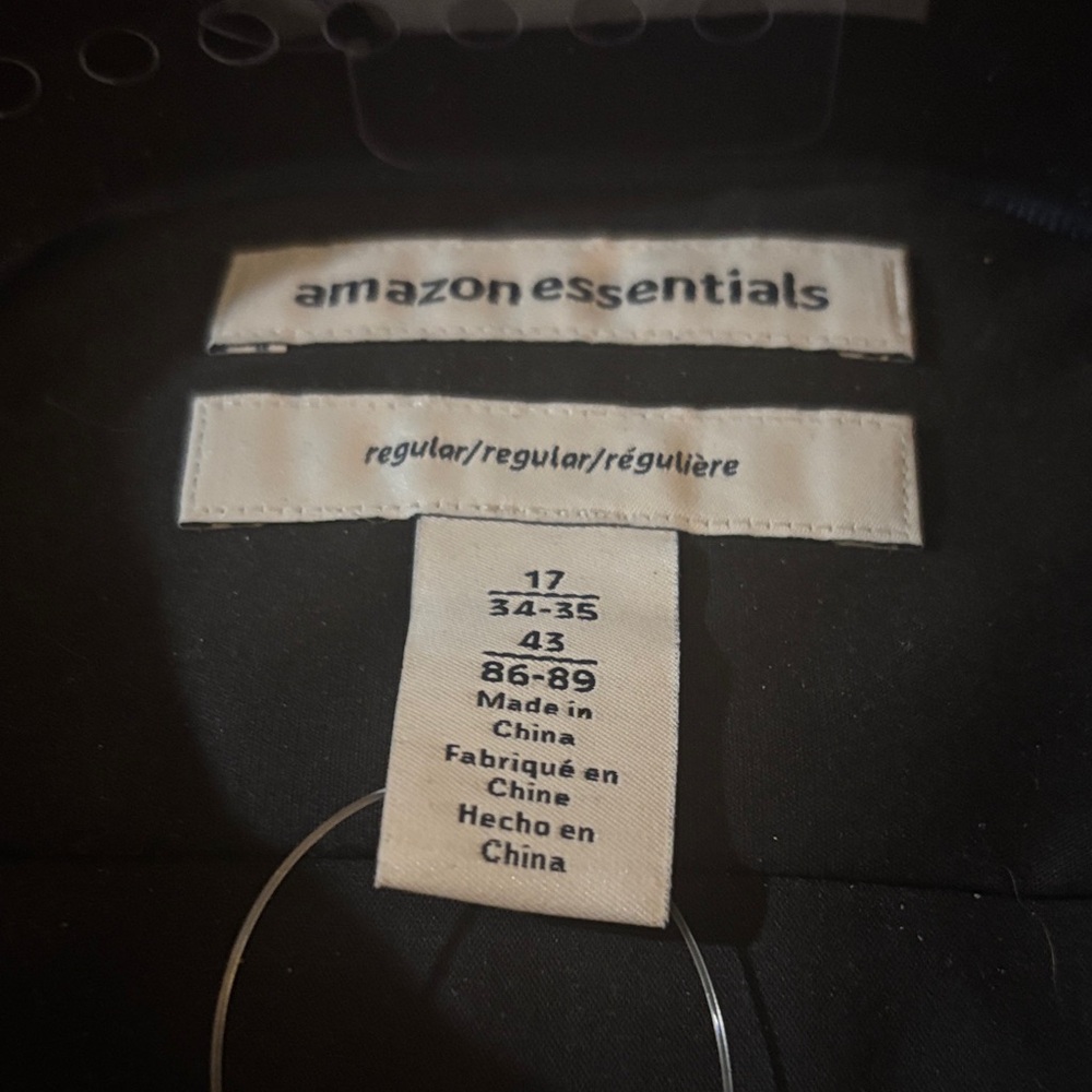 Black Amazon Essentials Classic Dress Shirt with hidden button down collar